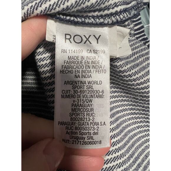 Roxy Women's Striped Overall Pinafore Dress Navy White Cotton Casual Size XS - Picture 10 of 14